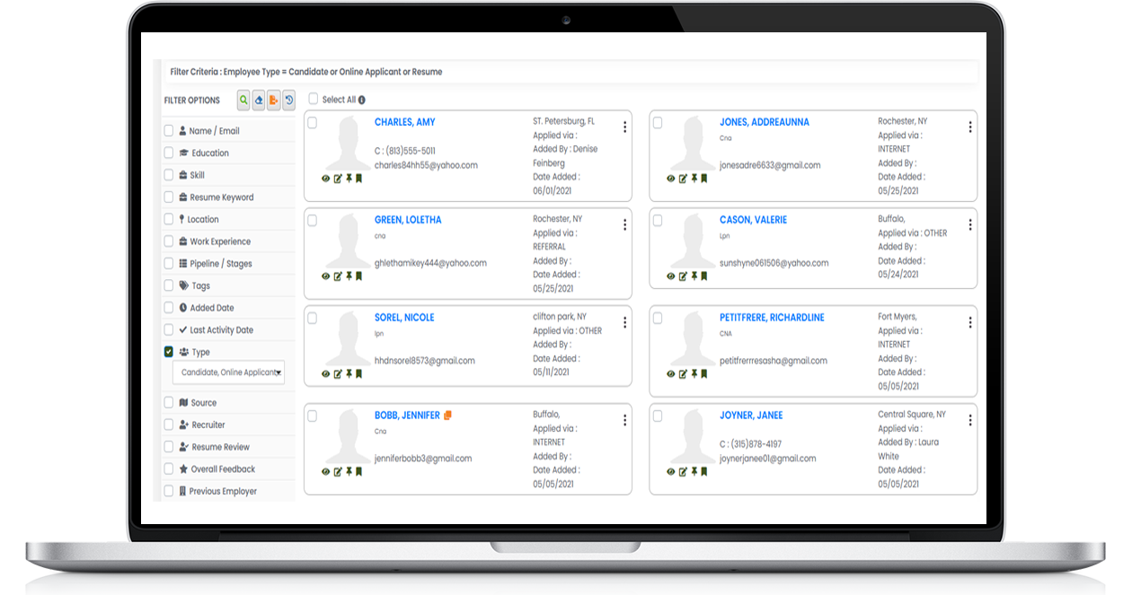 ProWizard Applicant Tracking System (ATS) dashboard with candidate tracking and analytics features